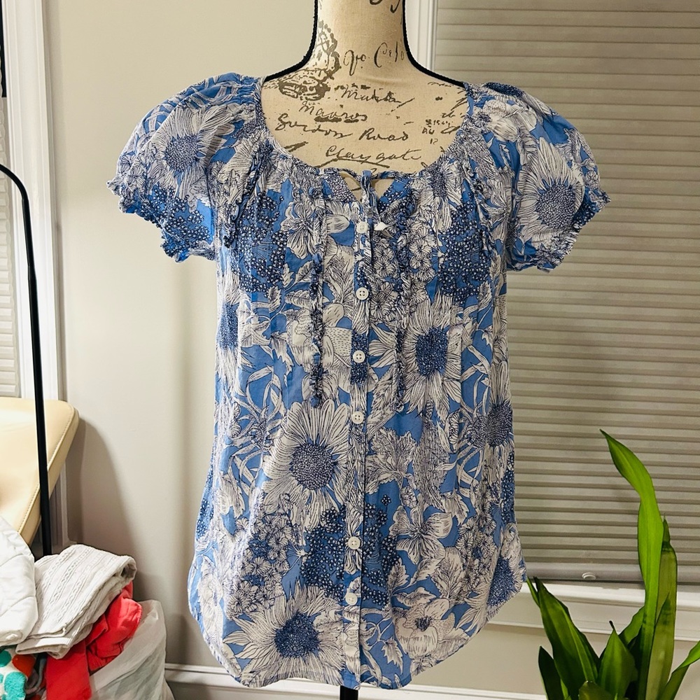 Puff sleeve parsley cotton top